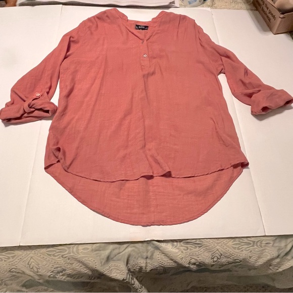 Perch Blu Pepper Womens Size 2XL Rust Orange‎ Red Button Shirt Long Sleeve Boho - Picture 1 of 8